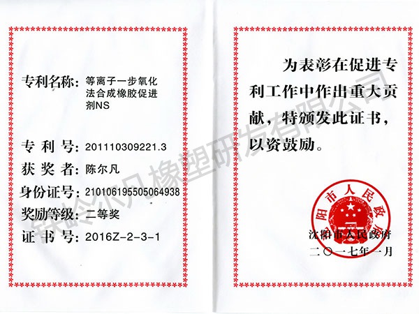 2016年沈阳市专利奖二等奖