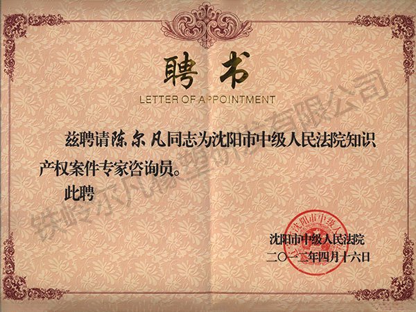 中级法院知识产权-聘书