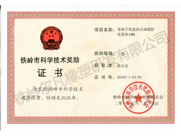 2016铁岭市技术发明一等奖